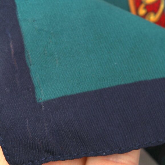 Vintage Roman Spartan Helmet Scarf Neck Hair Tie Scarf Navy Teal Yellow Red - Picture 5 of 7